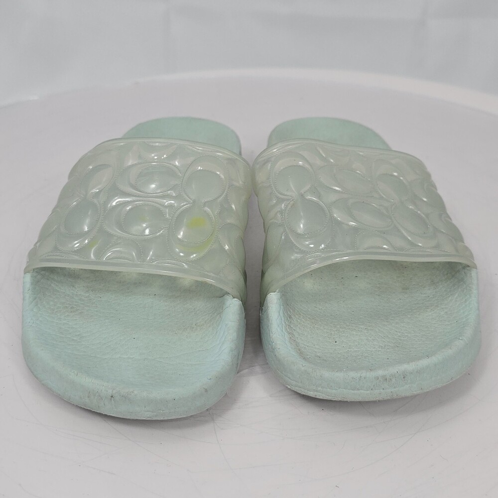 Coach Unna Light Teal Signature Sport Slide/Slides Women 6 Jelly Flip Flops Spot - Picture 8 of 16